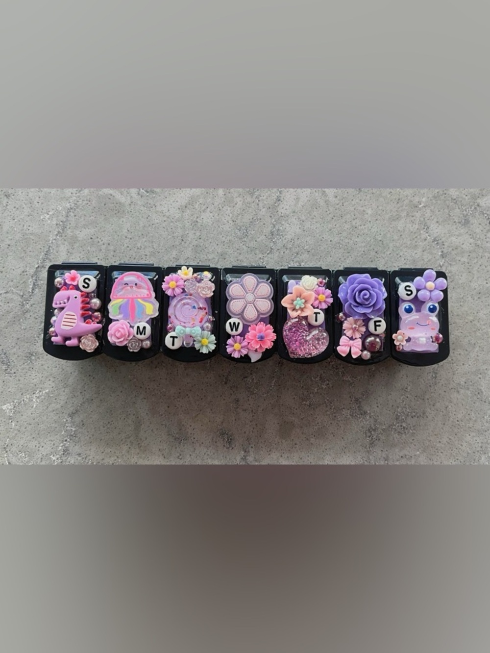 Hand Crafted Pastel Floral 7 day pill organizer